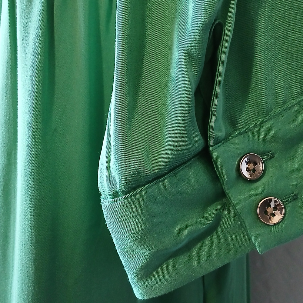 Chico's  Green Maxi Dress Maxi Drop Waist Tiered Sz 8 Casual Boho Peasant Office - Picture 5 of 11
